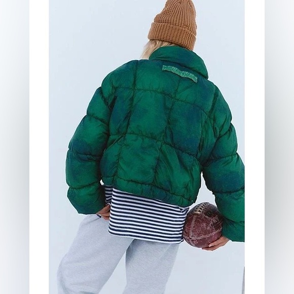 New FP Movement Free People In A Bubble Patch Puffer Jacket Coat Green sz M - Picture 3 of 11